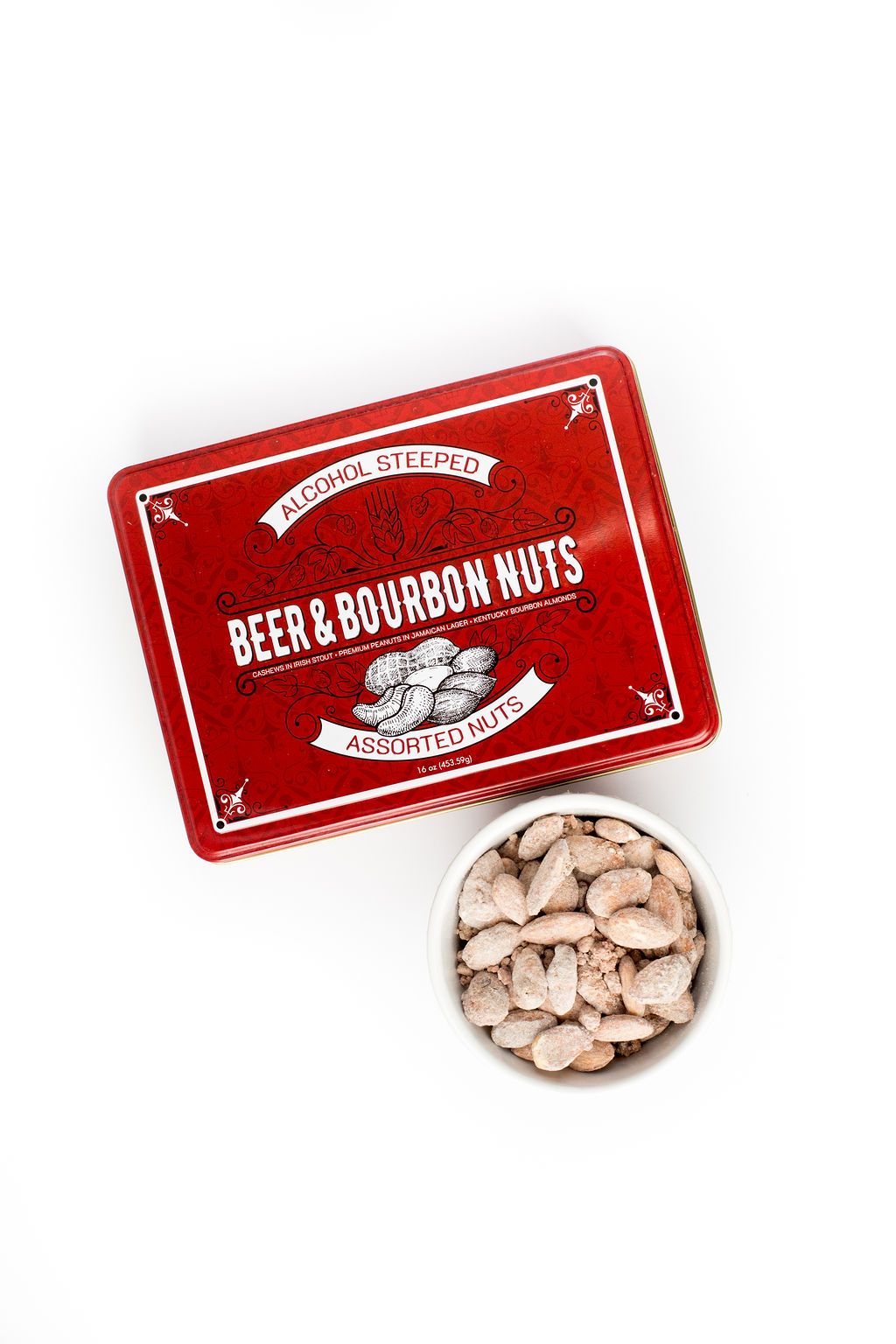 Beer & Bourbon Liquor Nuts Gift Tin – Assorted Gourmet Nuts with Irish