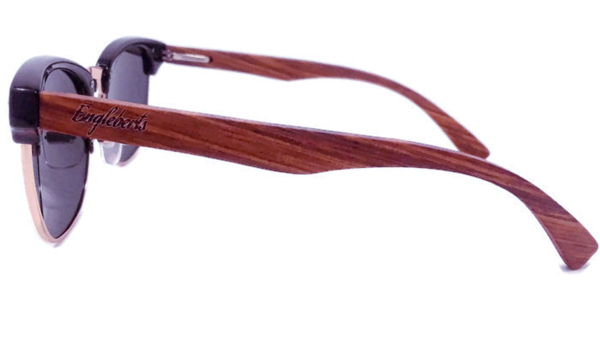 Walnut Wood Club Style Sunglasses With Bamboo Case