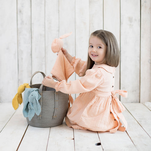 Organic Muslin Peter Pan Collar Dress, Salmon