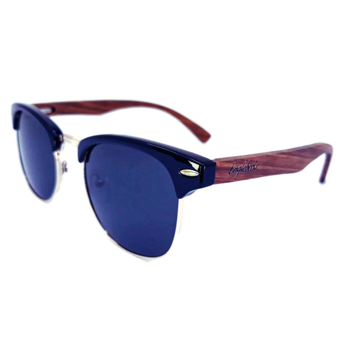 Walnut Wood Club Style Sunglasses With Bamboo Case