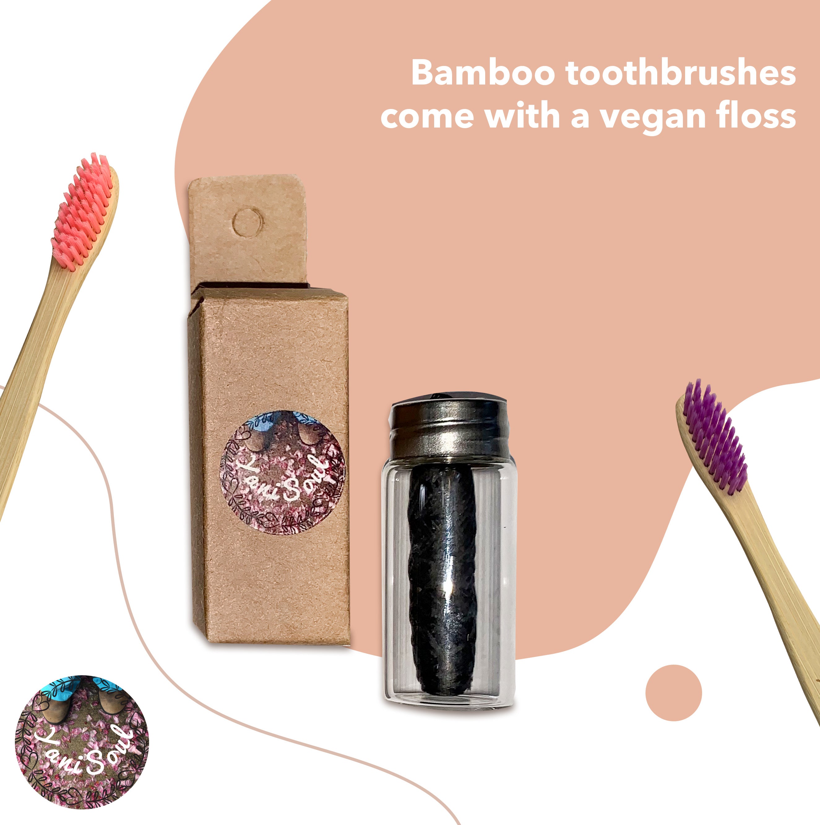 Bamboo Toothbrushes Eco Friendly with vegan Floss