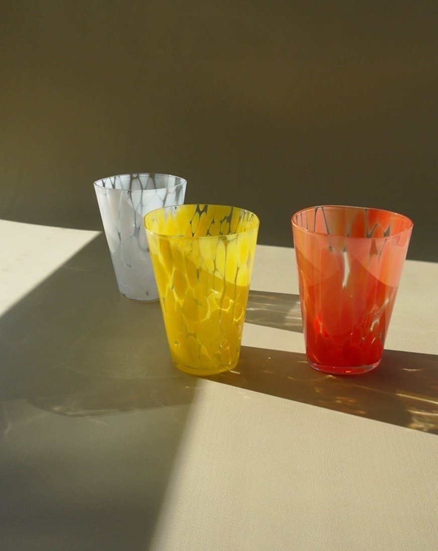 Mouth Blown Colored Monochrome Spot Tumbler Set of 6 ( $16.6 Each )