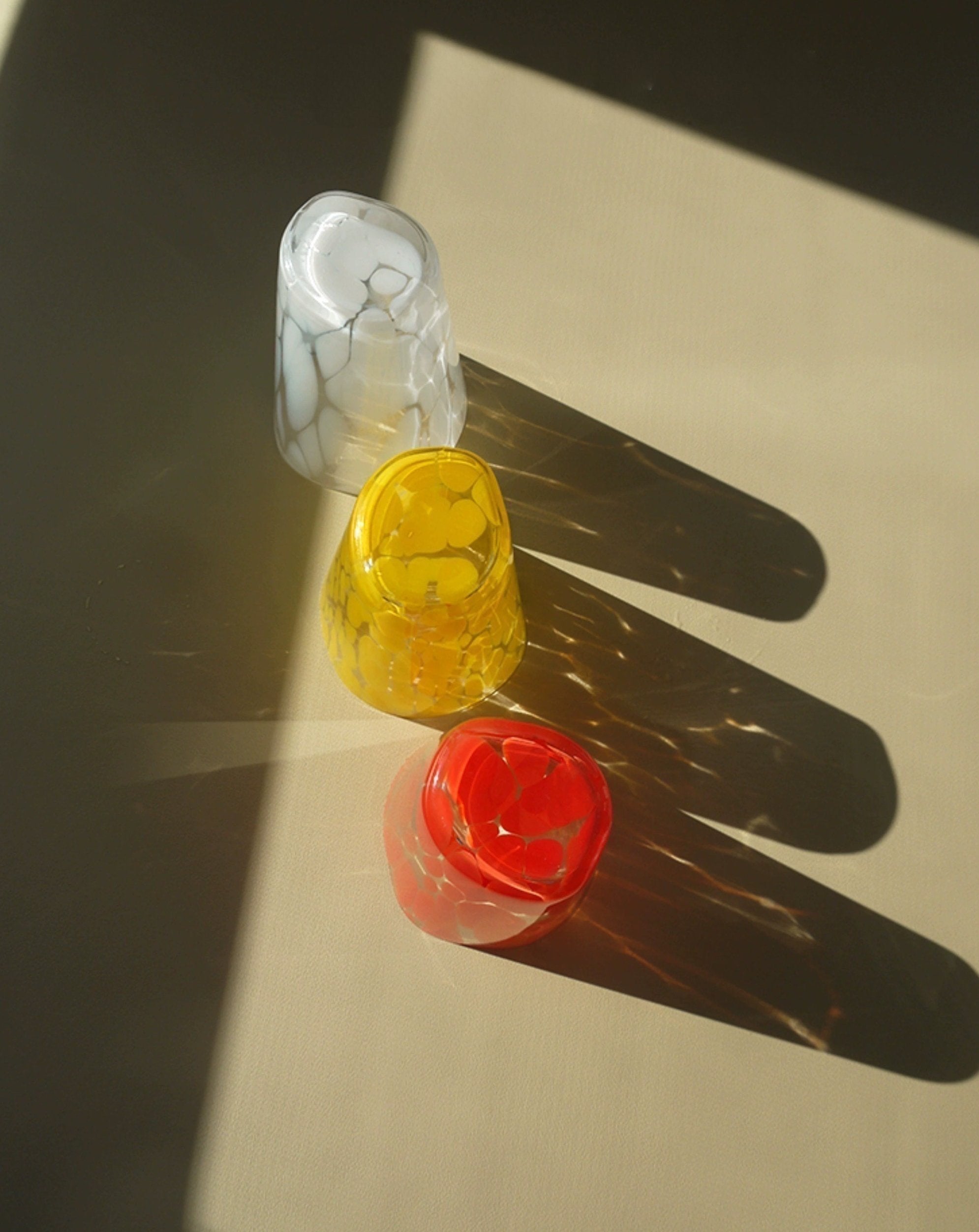 Mouth Blown Colored Monochrome Spot Tumbler Set of 6 ( $16.6 Each )