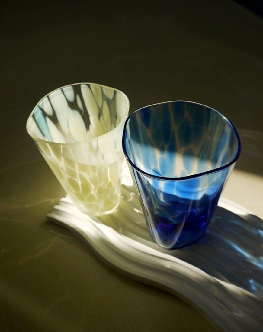 Mouth Blown Colored Monochrome Spot Tumbler Set of 6 ( $16.6 Each )