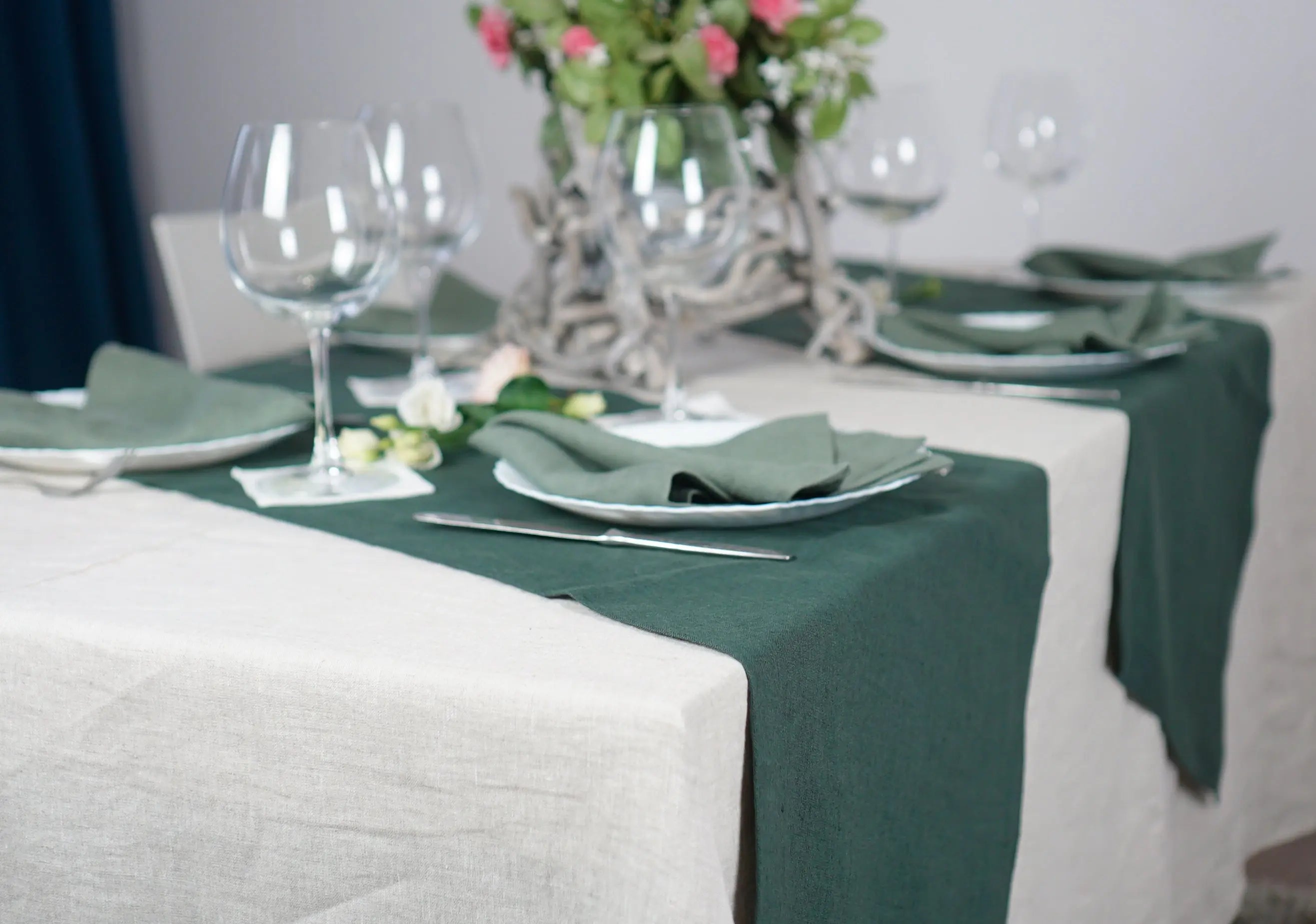 Natural linen napkins, short finish